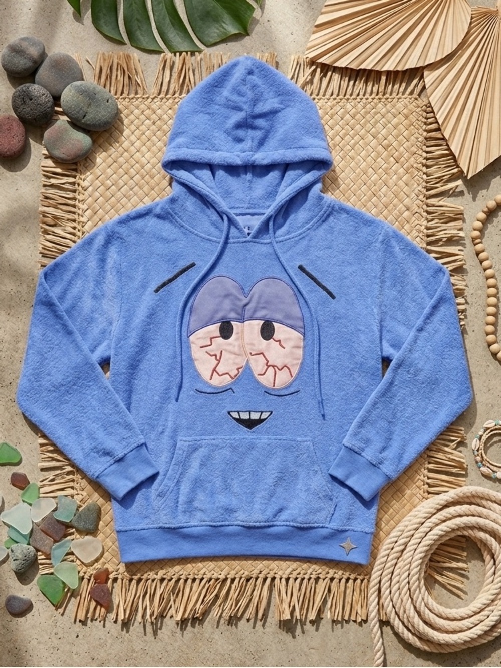 SOUTH PARK Towelie Terry Cloth Hoodie | Blue High Bloodshot Eye Pullover Unisex